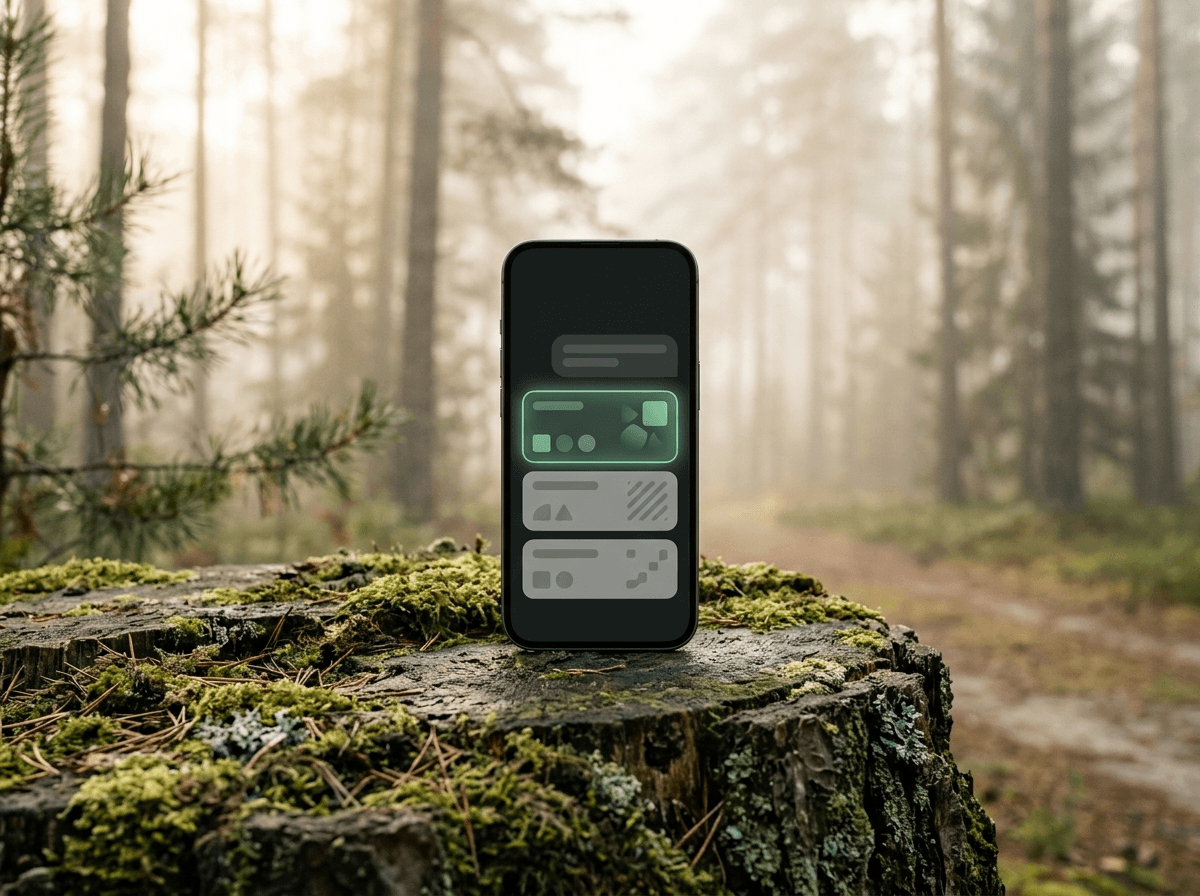A phone showing an AI assistant recommending a local business